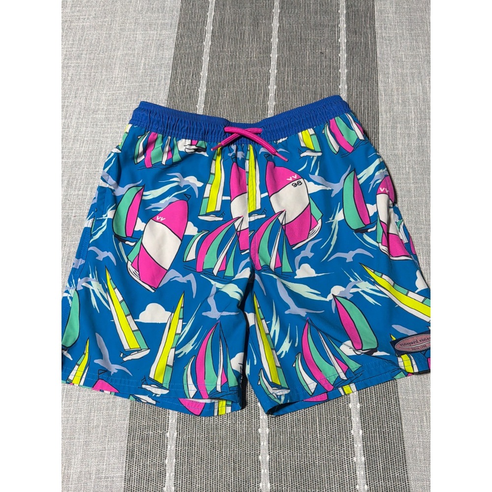 Vineyard Vines Boys Medium 12-14Sailboat Print Swim Trunks